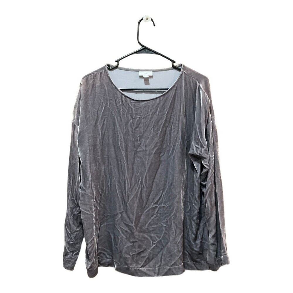 J. Jill Top Women Xs Gray Velour NWOT